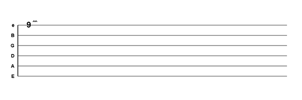 Guitar Scribble screenshot showing vibrato on fret 9 with a small wavy line above the note